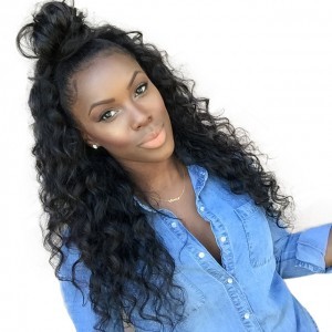 Brazilian Wigs 180% Density Loose Wave Lace Front Ponytail Wigs Pre-Plucked Natural Hair Line