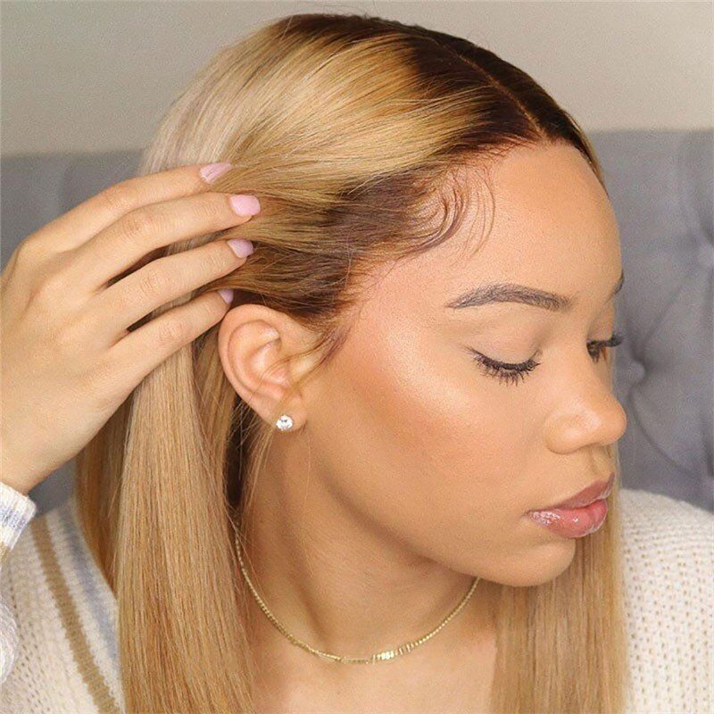 Straight Bob T4 27 honey blonde lace front wigs 150% Peruvian Remy Hair Bob Colored Human Hair Wigs For Women 4x4 Closure Wig