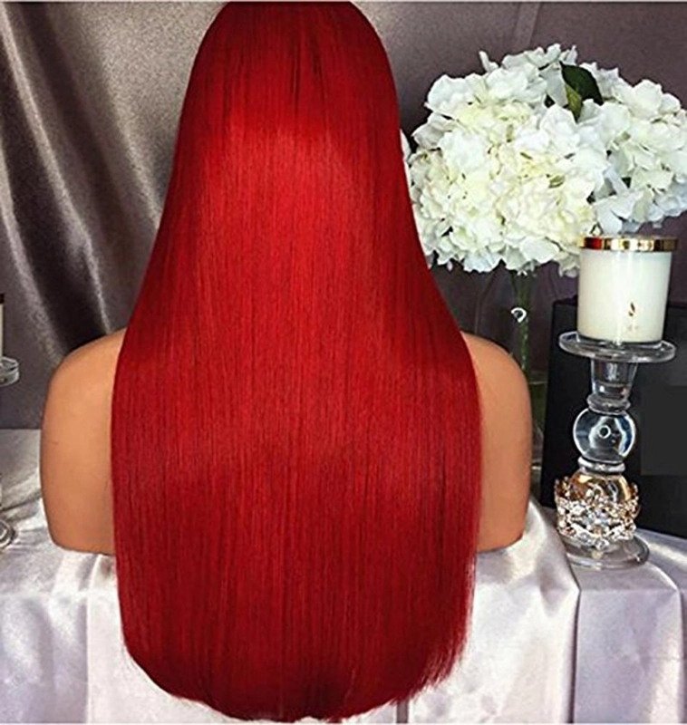 1bt/Red Ombre Straight For Women Mongolian Remy Hair Glueless Human Hair Wigs With Baby Hair