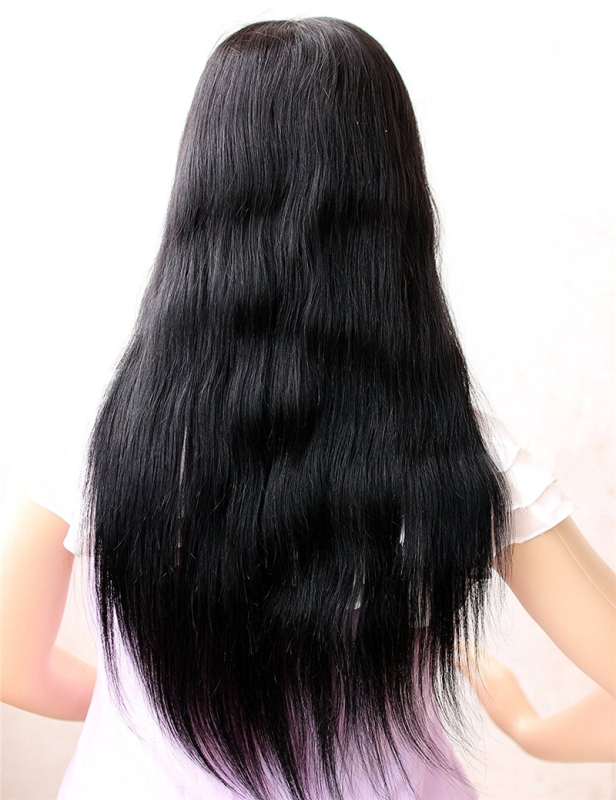 Swiss Lace Natural Straight Brazilian Hair Wigs Bleached Knots with Baby Hair Around 10-26