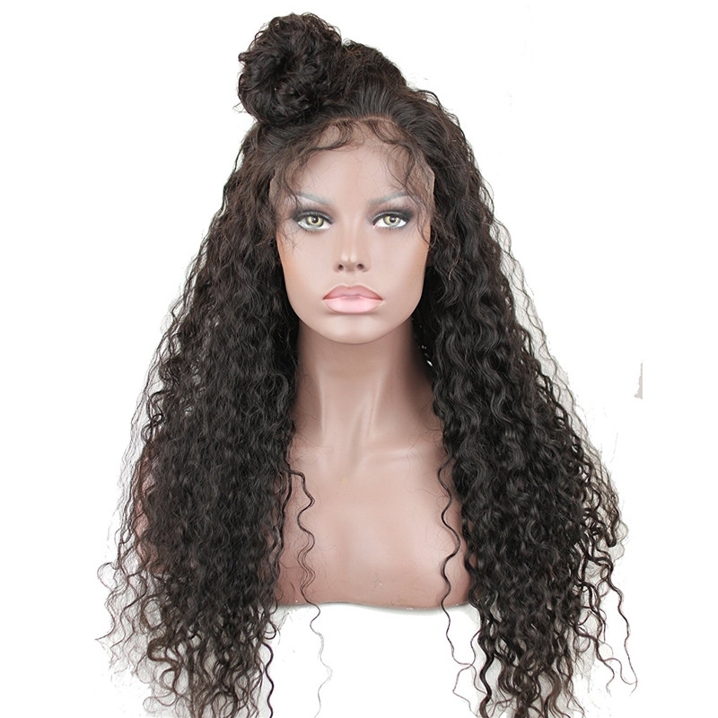 Water Wave Remy Human Hair Lace Front Wig for Black Women Bleached Knots and Baby Hair Around 16inch