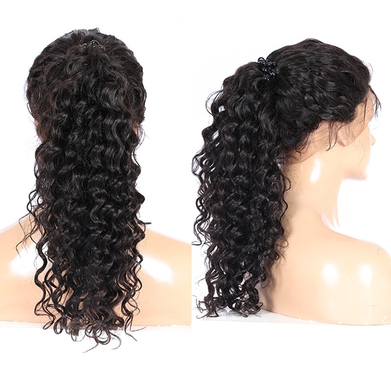 Lace Frontal Wigs Deep Wave Pre-Plucked Natural Hair Line 130% Density Glueless Human Hair Wigs