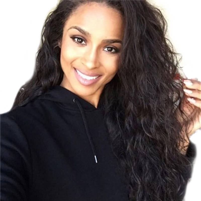 Wet And Wavy Glueless Full Lace Wig Natural Wave Brazilian Remy Human Hair Free Part Natural Hairline for Black Women Natural Color 14 inch