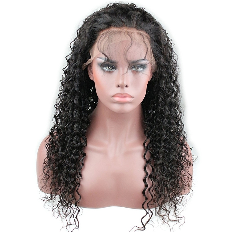 Full Lace Wigs Deep Curly 10A Unprocessed Brazilian Remy Human Hair Glueless Full Lace Human Hair Wig for Black Women Natural Color 14 inch