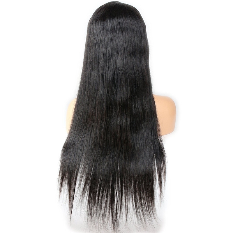 Full Lace Wigs Brazilian Human Hair Glueless Full Lace Wigs Silk Straight Lace Front Wigs Natural Color (26 inch, Lace Front Wigs)