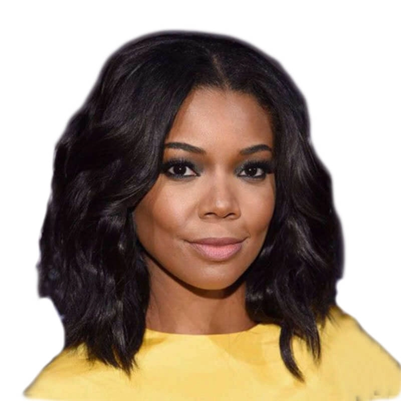 Remy Lace Front Wigs Human Hair 12inch Natural Waev Natural Black Middle Part Bob Human Hair Wig Bleached Knots With Natural Baby Hair Natural Hair L