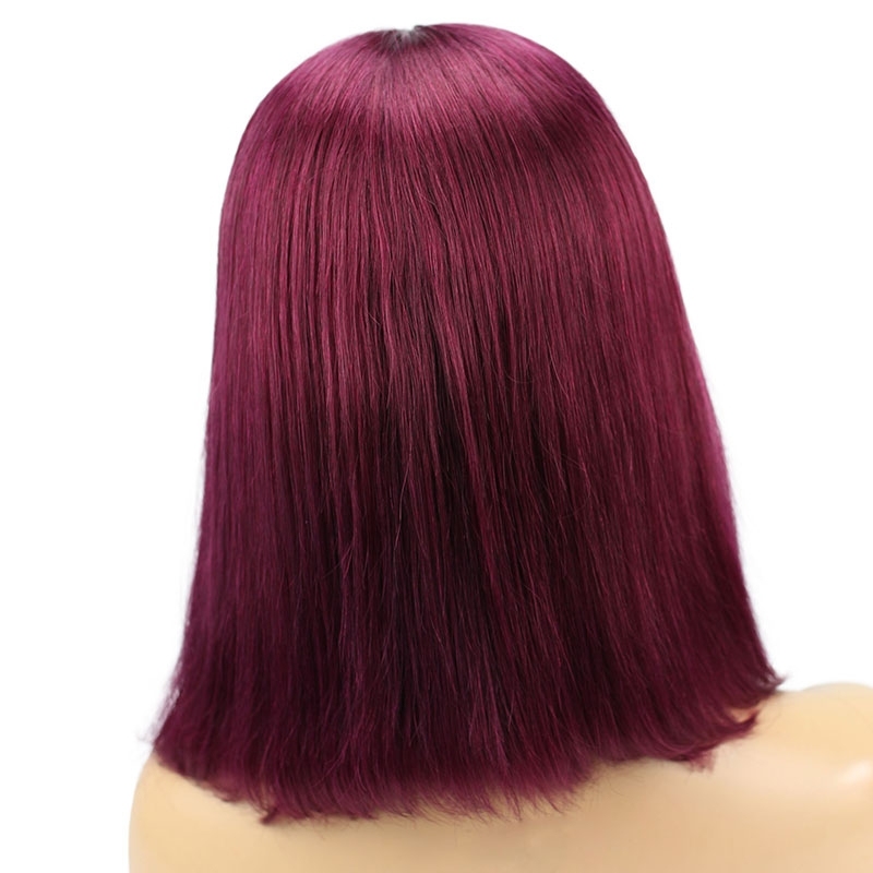 13x6 Short Bob Lace Front Wigs Human Hair Middle Part Deep Brazilian Human Hair Glueless Wigs Baby Hair