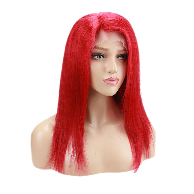 Red Hair Color Malaysia Hair Straight Human Hair Pre Plucked Lace Wigs With Baby Hair For Black Women