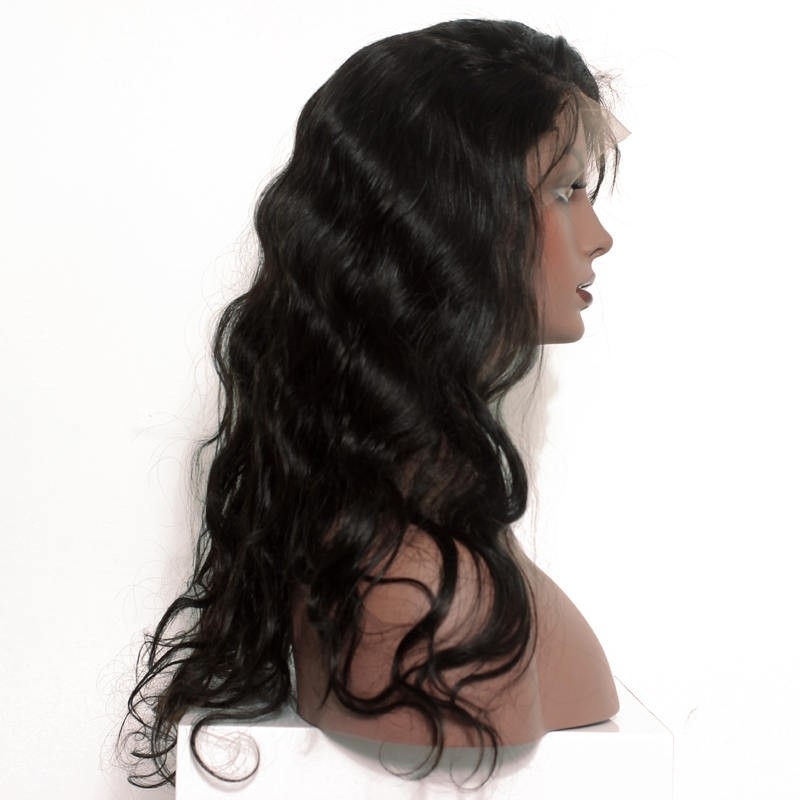 Black Hair Wigs Brazilian Human Hair Body Wave Natural Color Lace Front Wig Pre-Plucked Natural Hair Line Bleached Knots