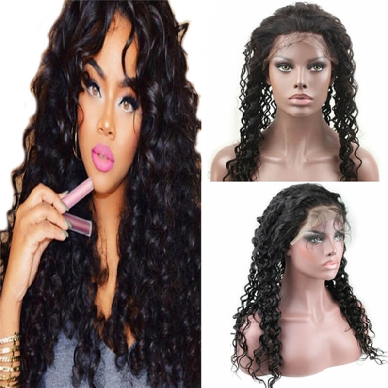 Lace Front Human Hair Wigs Unprocessed Brazilian Human Hair Deep Wave Glueless Full Lace Wig for Black Women