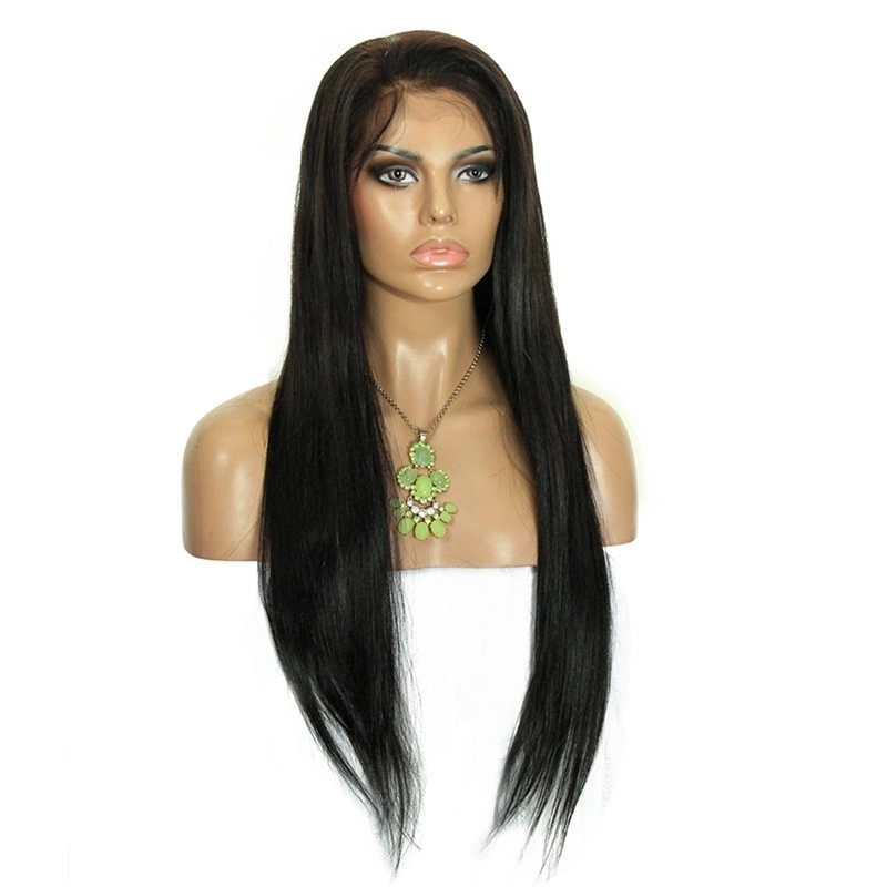 Straight Human Hair Lace Front Wigs Natural Black Brazilian Hair Brazilian Human Hair Natural Color Bleached Knots Natural Baby Hair