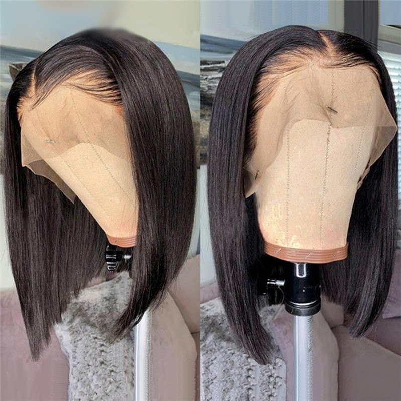 Straight Bob Wig Lace Front Human Hair Wigs 13x4 Bob Frontal Wigs Brazilian Remy Hair Lace Closure Wig 150% Density Pre Plucked