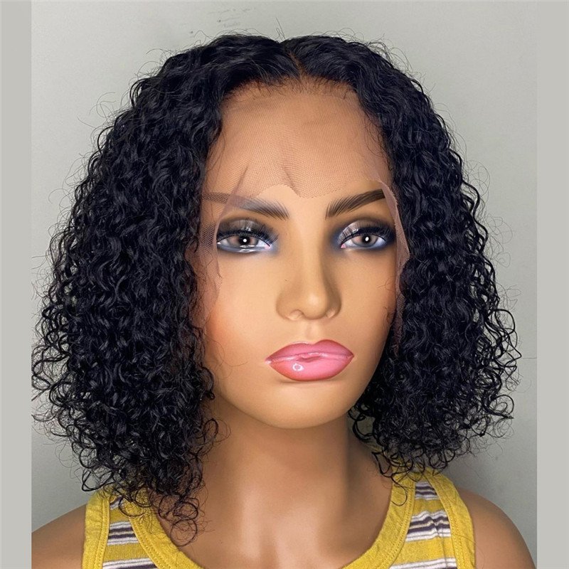 Glueless 13x4 Curly Lace Front Human Hair Wigs 150% Brazilian Remy Hair 4x4 Closure Wig Bob Frontal Wigs For Women Pre Plucked