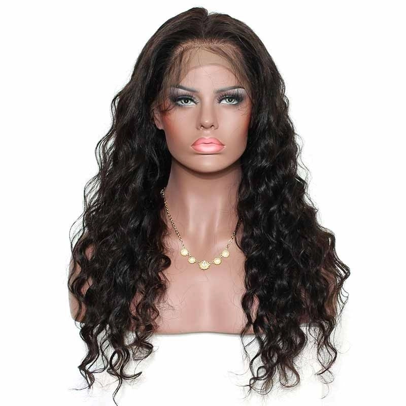 Brazilian Wigs 180% Density Loose Wave Lace Front Ponytail Wigs Pre-Plucked Natural Hair Line