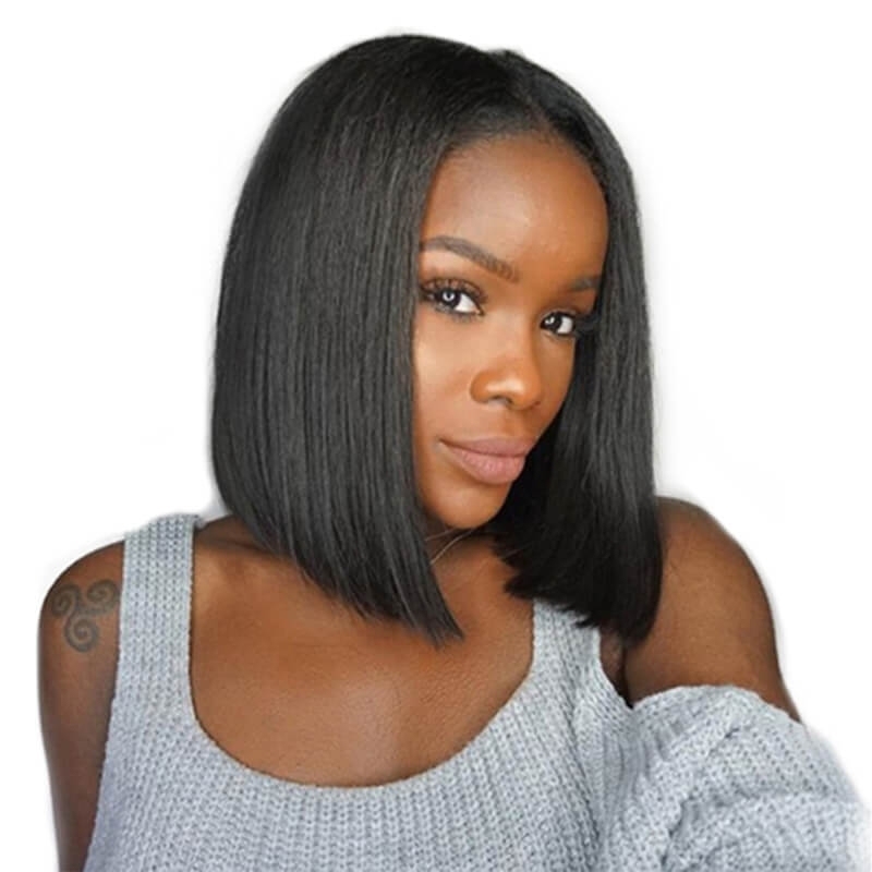 Bob Style Lace Front Wigs Straight Human Hair 180% Density Baby Hair Bleached Knots Pre Plucked Hair Line For Black Women