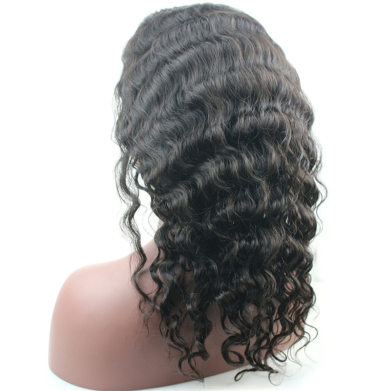 Glueless Full Lace Wigs Brazilian Remy Human Hair Loose Wave Bleached Knots with Baby Hair (14 inch)