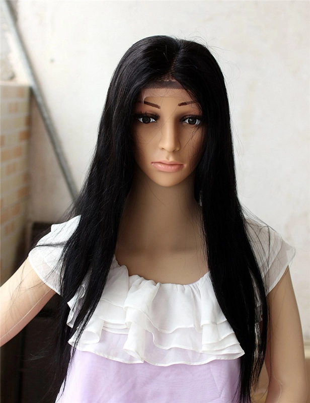 Swiss Lace Natural Straight Brazilian Hair Wigs Bleached Knots with Baby Hair Around 10-26