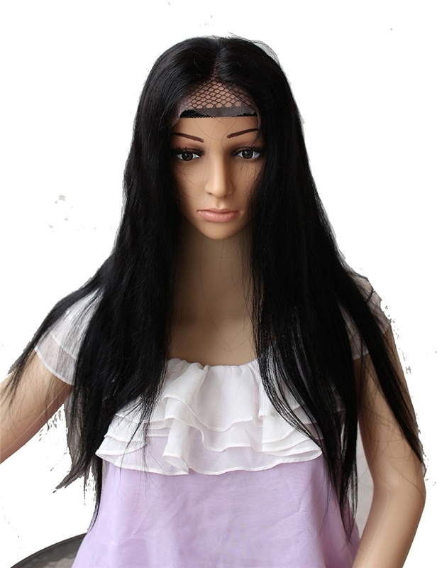 Swiss Lace Natural Straight Brazilian Hair Wigs Bleached Knots with Baby Hair Around 10-26