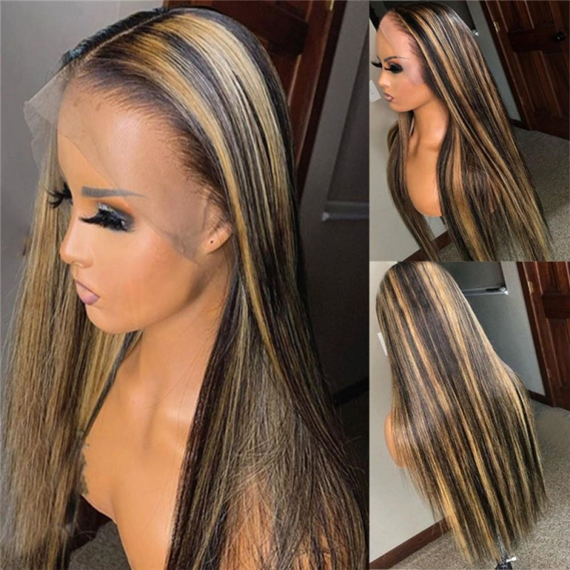 Virgin Brazilian Blonde Highlight Ombre Color Lace Front Wig