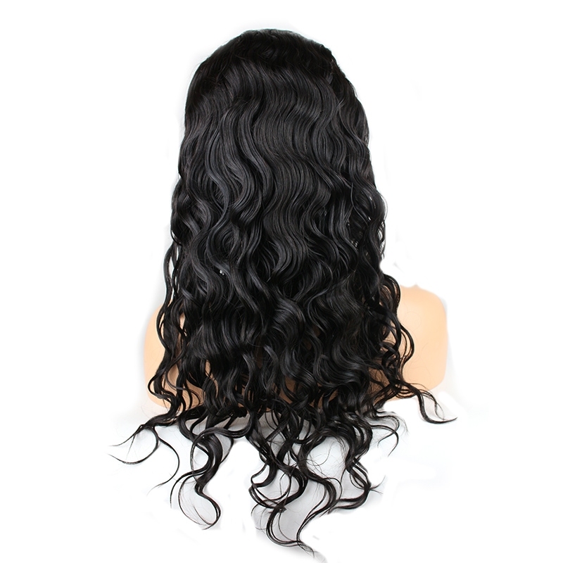 Best Lace Front Wigs Online 22 inch Natural Black Loose Wave Brazilian Hair Natural Human Hair Wig with Baby Hair Bleached Knots