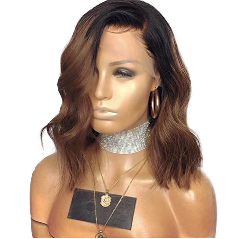 Ombre 1bt/30 Lace Front Wigs Natural Wave Brazilian Human Hair Wigs Bleached Knots with Baby Hair