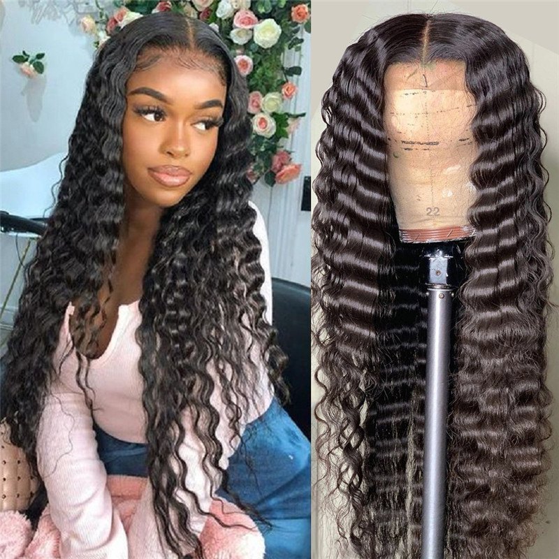 150% Density Deep Wave Frontal Wig 8-26inch 13x4 Lace Front Human Hair Wigs For Women Brazilian Remy Hair 4x4 Lace Closure Wig