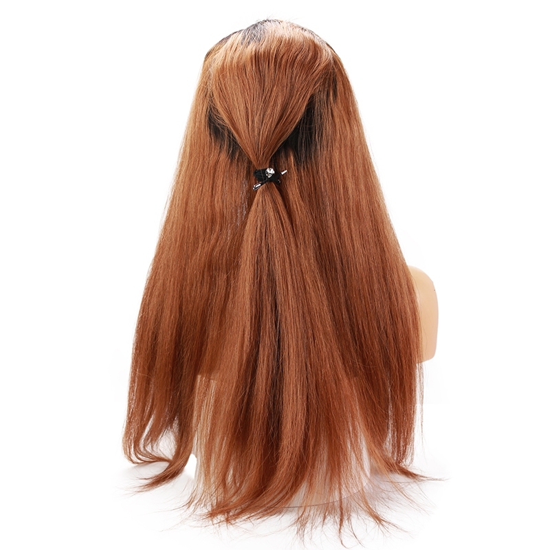 Ombre Full Lace Human Hair Wig #1BT30 Brazilian Silky Straight Human Hair Wig with Natural Baby Hair Free Part Bleached Knots
