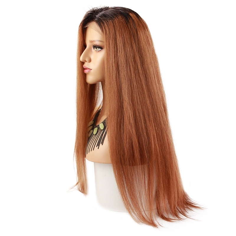 Ombre Full Lace Human Hair Wig #1BT30 Brazilian Silky Straight Human Hair Wig with Natural Baby Hair Free Part Bleached Knots