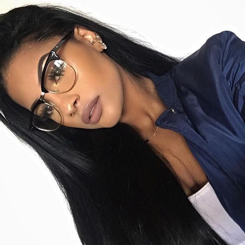 Straight Human Hair Lace Front Wigs Natural Black Brazilian Hair Brazilian Human Hair Natural Color Bleached Knots Natural Baby Hair