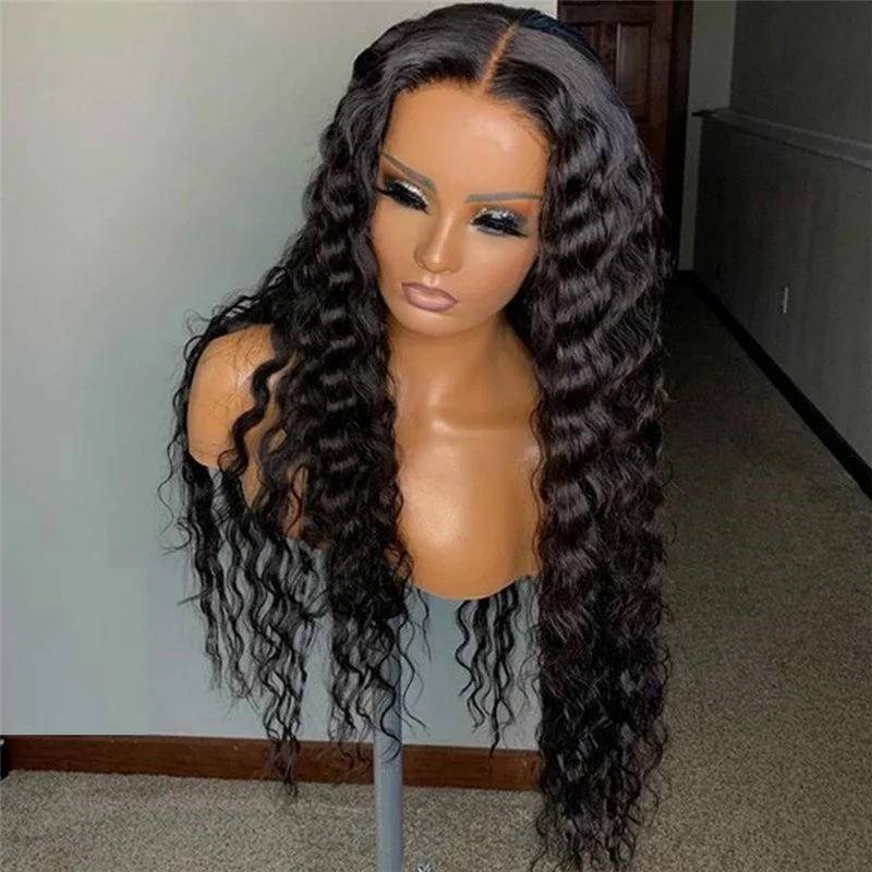 13x4 Loose Deep Wave Frontal Wig Peruvian Remy 130% 150% 180% Lace Front Human Hair Wigs For Black Women Bleached Knots