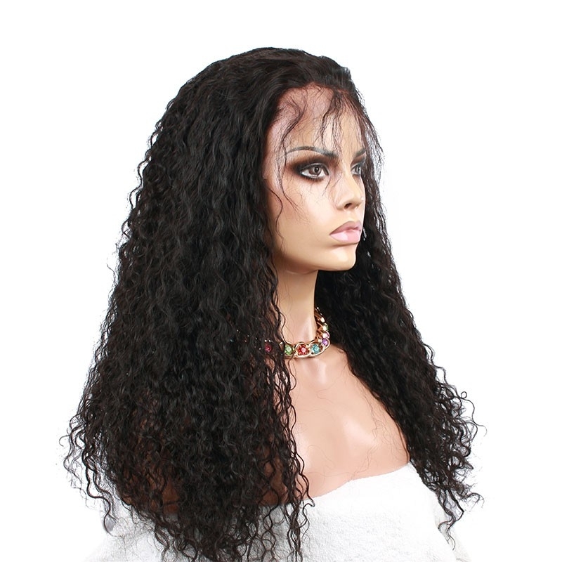 Lace Front Wigs Natural Black Human Hair Water Wave Human Hair Wig Hidden Knots Pre-Plucked Natural Hair Line