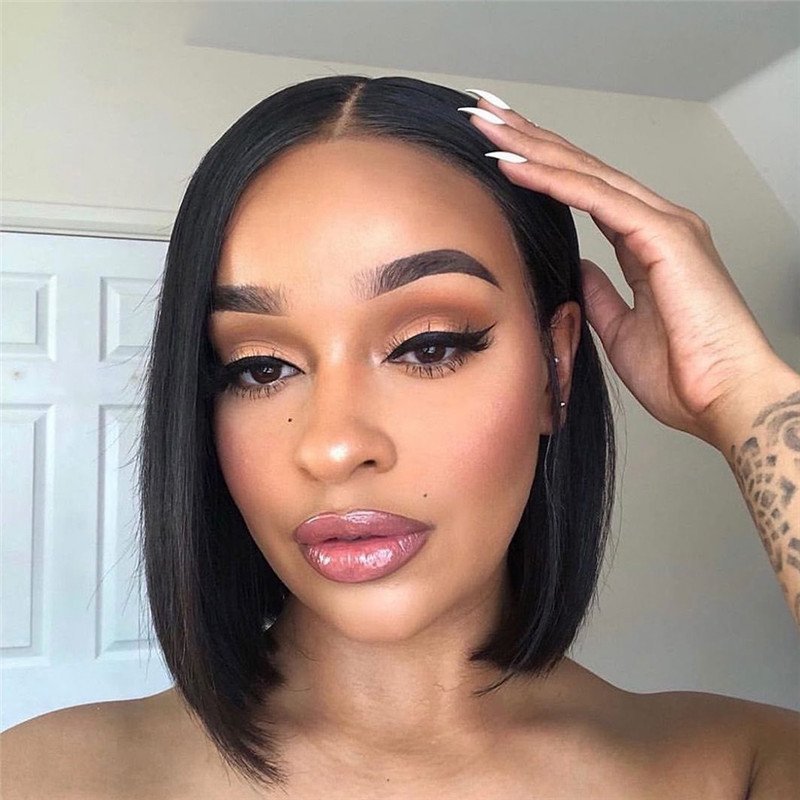 Straight Bob Wig Lace Front Human Hair Wigs 13x4 Bob Frontal Wigs Brazilian Remy Hair Lace Closure Wig 150% Density Pre Plucked