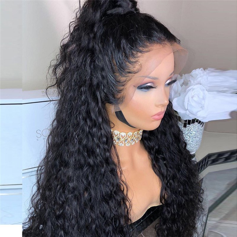 Water Wave Long Lace Front Human Hair Wigs Pre Plucked Remy Lace Front Human Hair Wigs For Black Women 150% 150% Lace Front Wigs