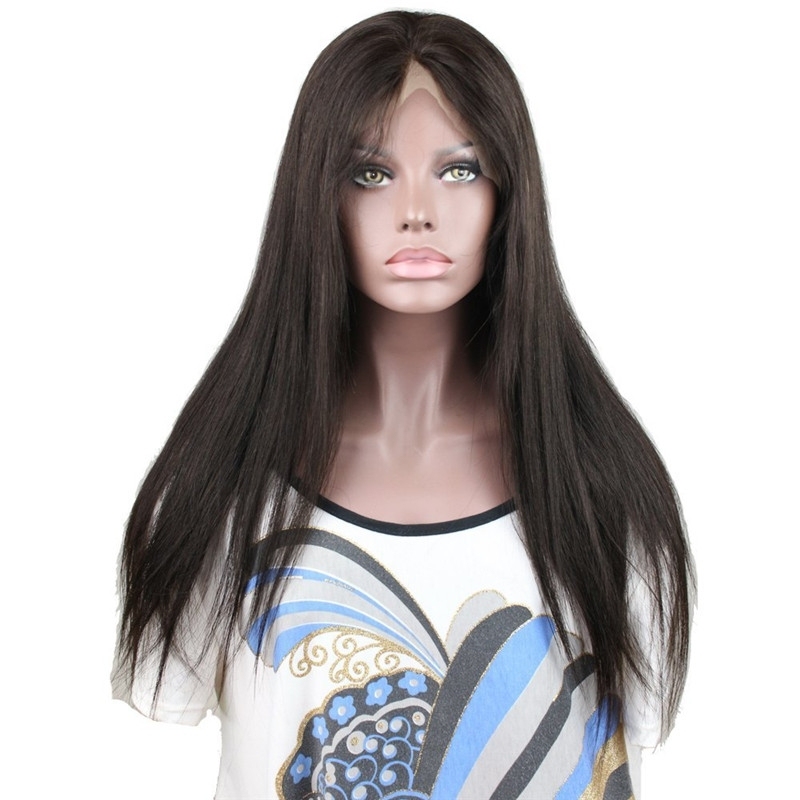 Silk Straight Brazilian Remy Hair Long Human hair wig Lace Front Wigs For Black Women Length 12inch