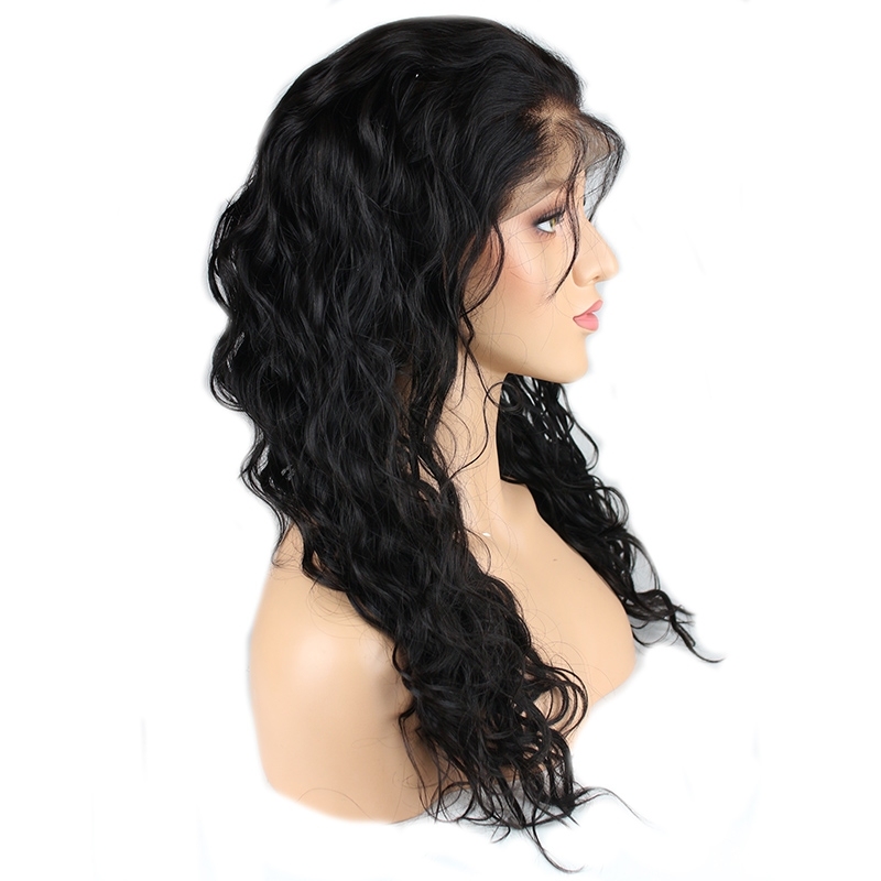 Best Lace Front Wigs Online 22 inch Natural Black Loose Wave Brazilian Hair Natural Human Hair Wig with Baby Hair Bleached Knots