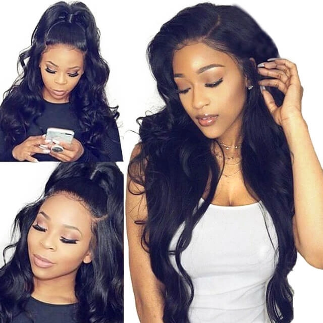 Lace Front Wigs for Black Women Elastic Cap Human Hair Wig Body Wave Pre-Plucked Natural Hair Line