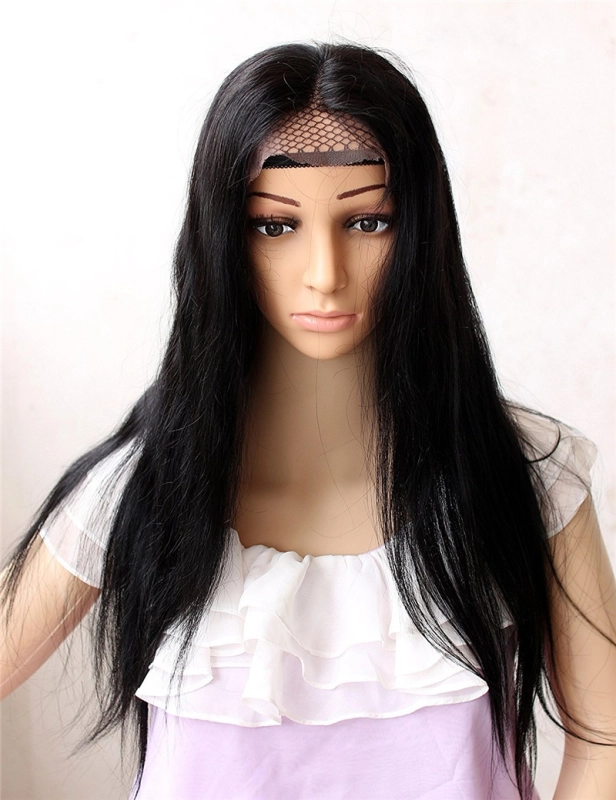 Swiss Lace Natural Straight Brazilian Hair Wigs Bleached Knots with Baby Hair Around 10-26