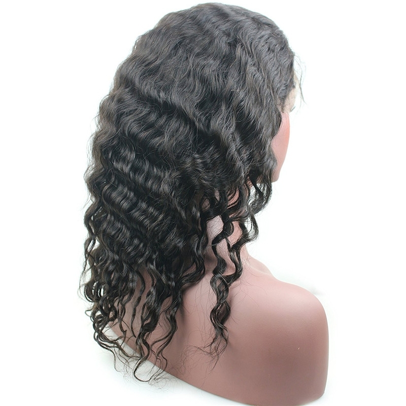 Glueless Full Lace Wigs Brazilian Remy Human Hair Loose Wave Bleached Knots with Baby Hair (14 inch)