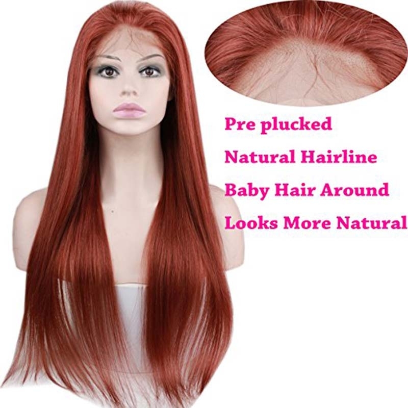 Brazilian Hair Straight Human Hair Pre Plucked Lace Wigs #35 Color With Baby Hair For Black Women