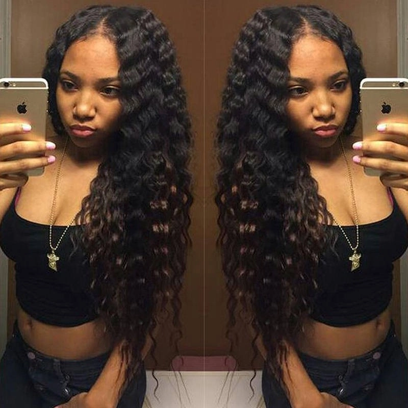 Indian Lace Front Wigs Human Hair Deep Wave 180% Density Pre-Plucked Natural Hair Line With Baby Hair No Shedding