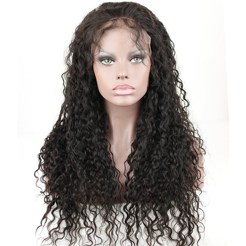 Water Wave Remy Human Hair Lace Front Wig for Black Women Bleached Knots and Baby Hair Around 16inch