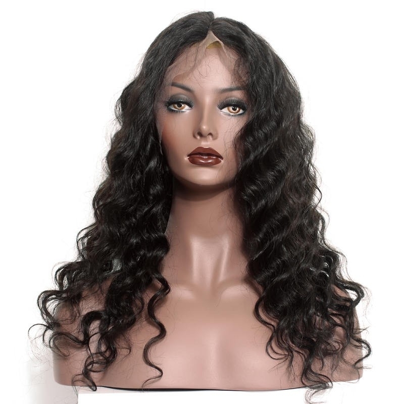 Natural Lace Front Wig Loose Wave Brazilian Human Hair Bleached Knots With Natural Baby Hair
