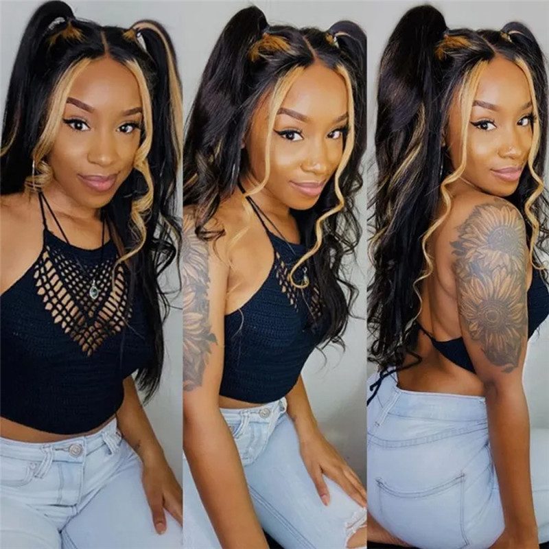 Body Wave Lace Front Wig Peruvian Remy Hair Bob Wig 1B #27 Honey Blonde Colored Human Hair Wigs For Women Highlight Closure Wig