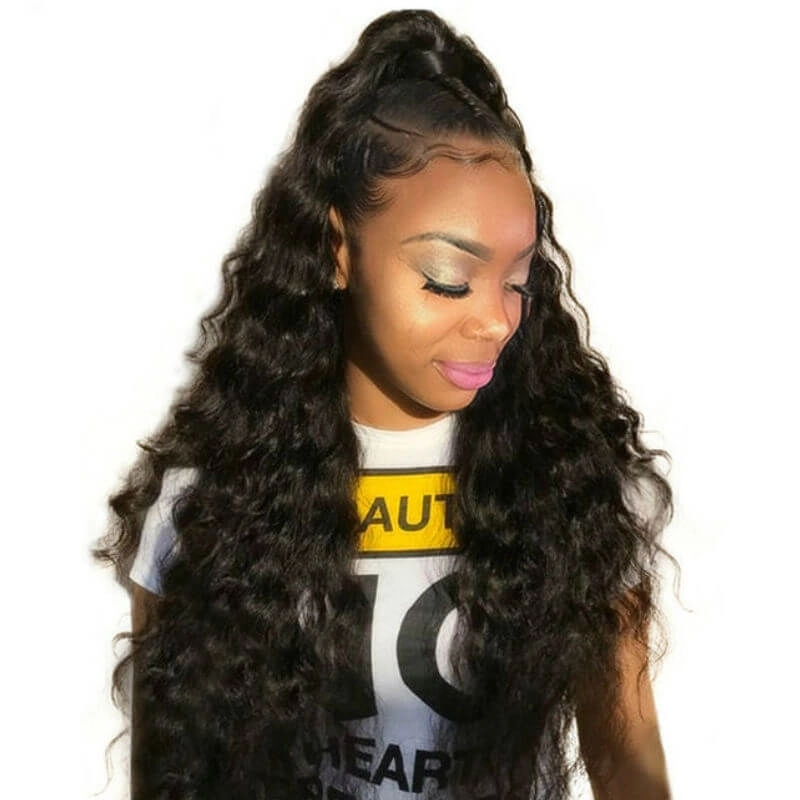 human hair wig stores Pre-Plucked Natural Hair Line 150% Density Wigs Loose Wave Lace Front Ponytail Wigs