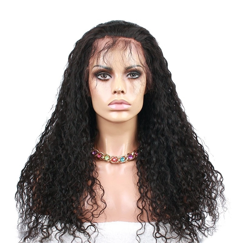 Lace Front Wigs Natural Black Human Hair Water Wave Human Hair Wig Hidden Knots Pre-Plucked Natural Hair Line