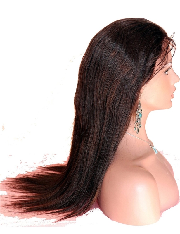 Straight Lace Wigs Brazilian Human Hair Lace Wig Bleached Knots and Baby Hair Around 10-24
