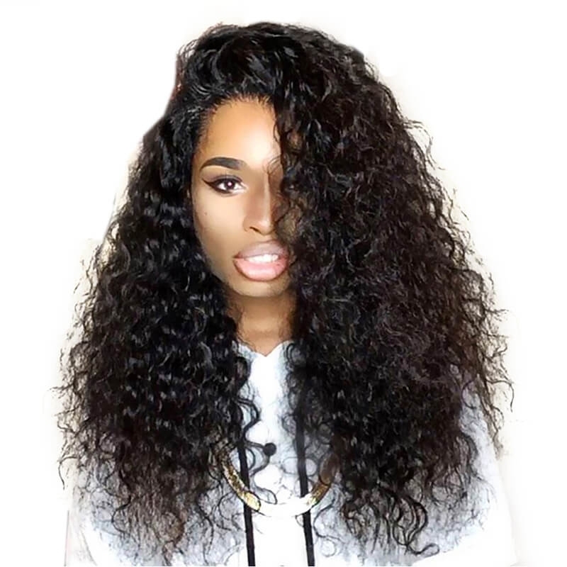 Deep Curly 180% Density Brazilian Wigs Natural Color Hair Lace Front Wig Natural Hair Line Bleached Knots With Baby Hair