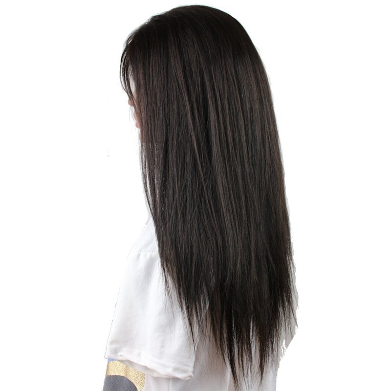 Silk Straight Brazilian Remy Hair Long Human hair wig Lace Front Wigs For Black Women Length 12inch