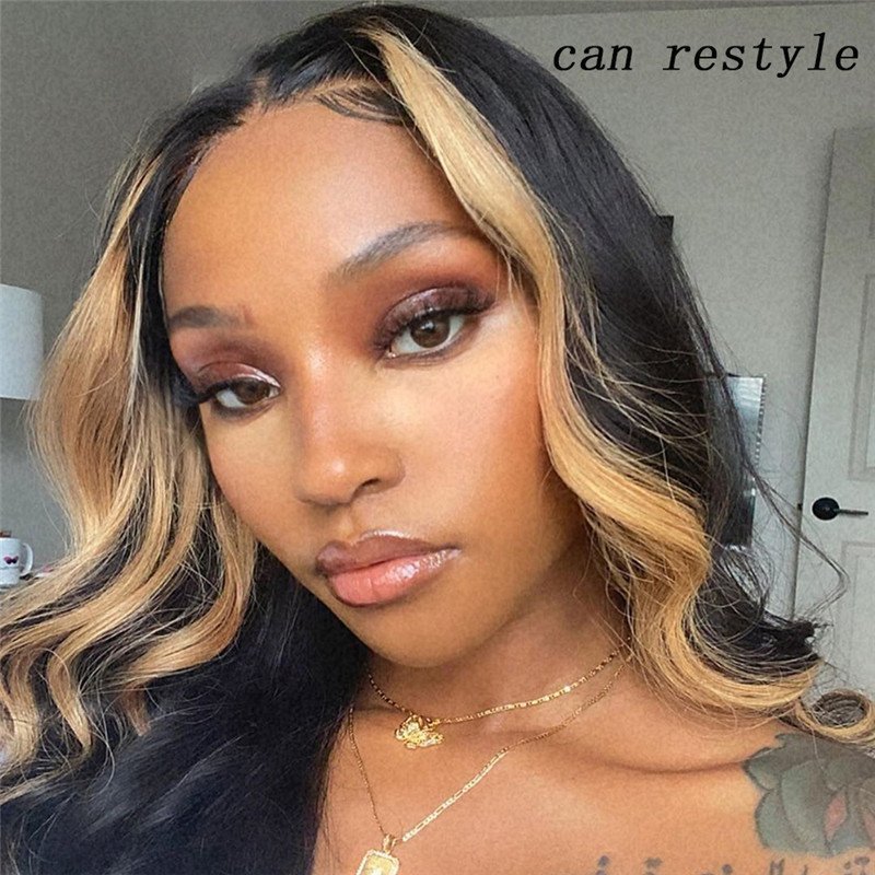 Body Wave Lace Front Wig Peruvian Remy Hair Bob Wig 1B #27 Honey Blonde Colored Human Hair Wigs For Women Highlight Closure Wig