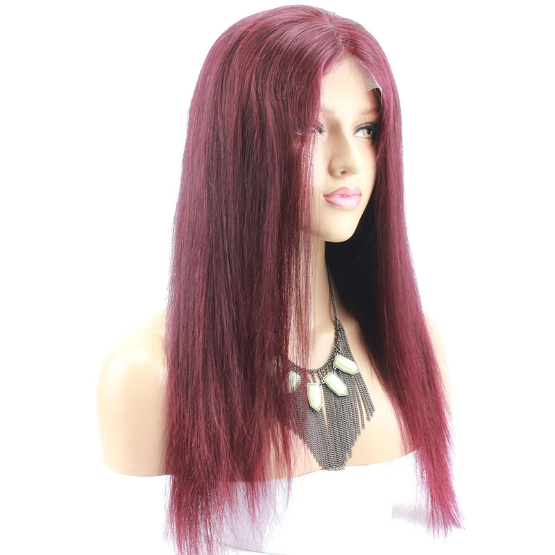 99j Ombre Color Straight Human Hair Brazilian Human Hair with Baby Hair Lace Wig for Black Women